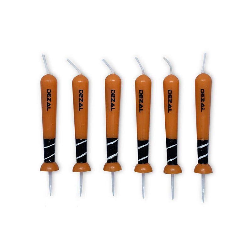 DEZAL Orange Baseball Bat and Softball Bat Candles (6 Pack) for Baseball Birthday Party Supplies and Decorations â€“ Cupcake and Birthday Cake Topper Candles for Softball Fastpitch and Baseball Fans - Image 1